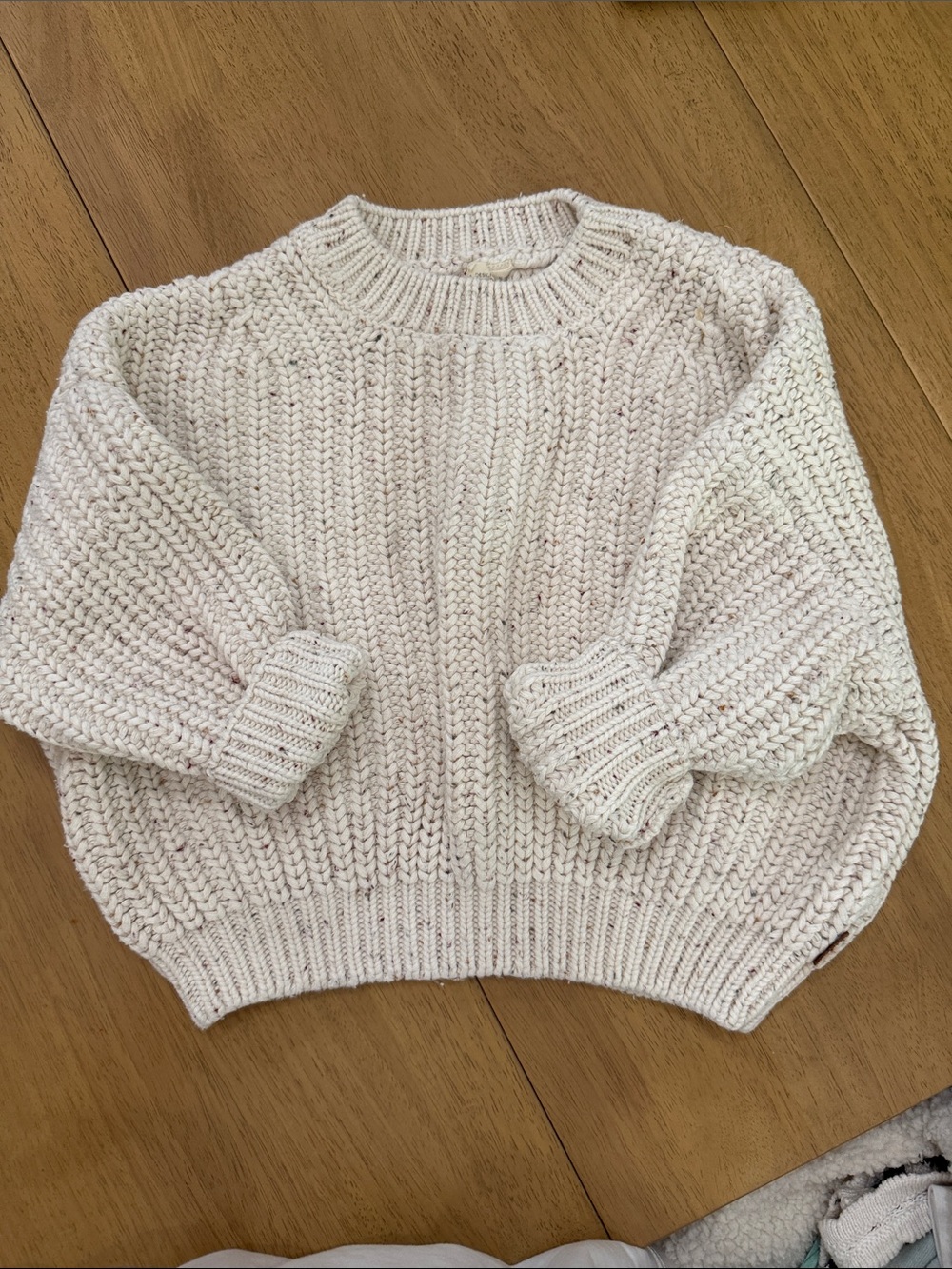 Chunky Crewneck Sweater in Light Cream